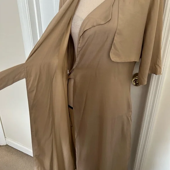 Cuyana Trench Wrap Midi Dress in Tan - Picture 8 of 12